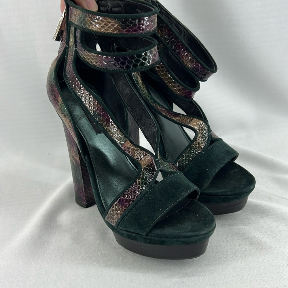 Rachel Zoe Payton Suede and snake Platform Heels